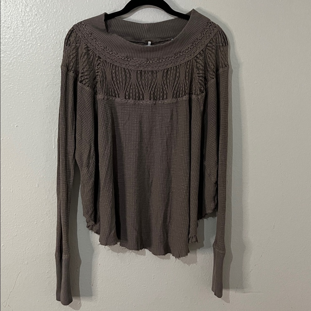 Free People Spring Valley Waffle Knit Long Sleeve Tee